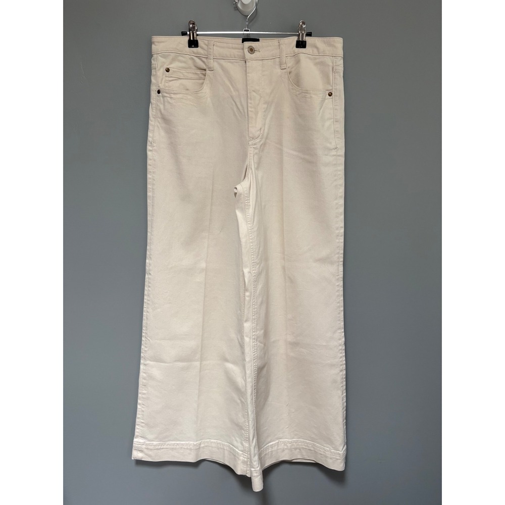 Maeve Anthropologie High Rise Wide Leg Denim Pants Women's 32 Off White NWOT